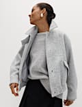 Textured Bomber Jacket with Wool