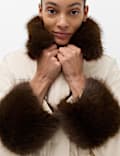 Pure Cotton Waisted Faux Fur Trim Parka