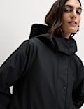 Rubber Funnel Neck Rain Parka Coat