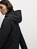 Rubber Funnel Neck Rain Parka Coat