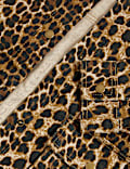 Denim Leopard Print Collarless Jacket