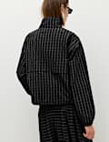 Checked Funnel Neck Windbreaker Jacket