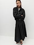 Checked Funnel Neck Windbreaker Jacket