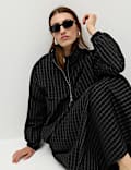 Checked Funnel Neck Windbreaker Jacket
