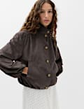 Suedette Funnel Neck Short Jacket