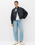 Pure Cotton Cord Funnel Neck Bomber Jacket