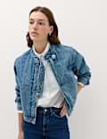 Denim Funnel Neck Short Jacket