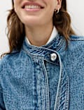Denim Funnel Neck Short Jacket