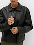 Faux Leather Padded Short Jacket