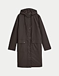 Rubber Hooded Funnel Neck Raincoat