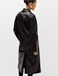 Faux Leather Croc Effect Longline Car Coat