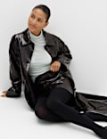 Faux Leather Croc Effect Longline Car Coat