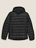 Feather & Down Hooded Short Puffer Jacket