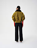 Faux Fur Trim Flight Bomber Jacket