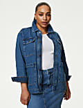 Pure Cotton Denim Relaxed Utility Jacket