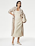 Linen Blend Longline Trench Coat