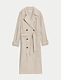 Linen Blend Longline Trench Coat