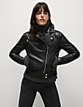 Petite Faux Leather Biker Jacket