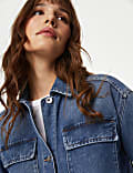 Cotton Rich Denim Longline Overshirt