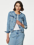 Cotton Rich Collarless Denim Jacket