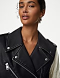 Faux Leather Aged Relaxed Biker Gilet