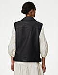 Faux Leather Aged Relaxed Biker Gilet