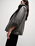 Faux Shearling Borg Lined Aviator Jacket