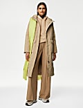 Diamond Quilted Funnel Neck Longline Coat