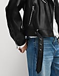 Faux Leather Textured Biker Jacket