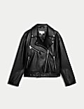 Faux Leather Textured Biker Jacket