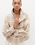 Checked Funnel Neck Barn Jacket