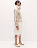 Checked Funnel Neck Barn Jacket