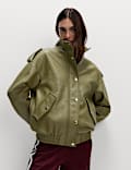 Blouson d'aviateur coupe longue en similicuir texturé