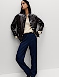 Lacquered Faux Leather Longline Jacket