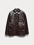 Lacquered Faux Leather Longline Jacket