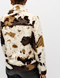 Faux Fur Cow Print Trucker Jacket