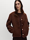 Borg Gold Button Relaxed Jacket