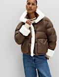 Feather & Down Padded Borg Trim Jacket