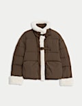 Feather & Down Padded Borg Trim Jacket