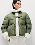 Feather & Down Padded Borg Trim Jacket
