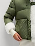 Feather & Down Padded Borg Trim Jacket