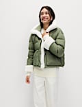 Feather & Down Padded Borg Trim Jacket