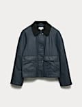 Waxed Look Short Utility Jacket