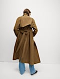 Double Breasted Longline Suedette Trench Coat
