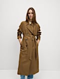 Double Breasted Longline Suedette Trench Coat