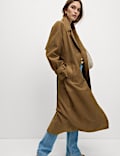 Double Breasted Longline Suedette Trench Coat
