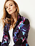 Floral Print Funnel Neck Fleece Jacket