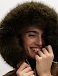 Parka 100 % coton avec bordure en fausse fourrure