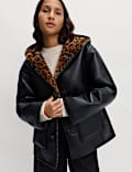 Faux Leather Animal Print Reversible Jacket