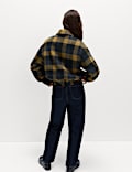Checked Collared Bomber Jacket with Wool